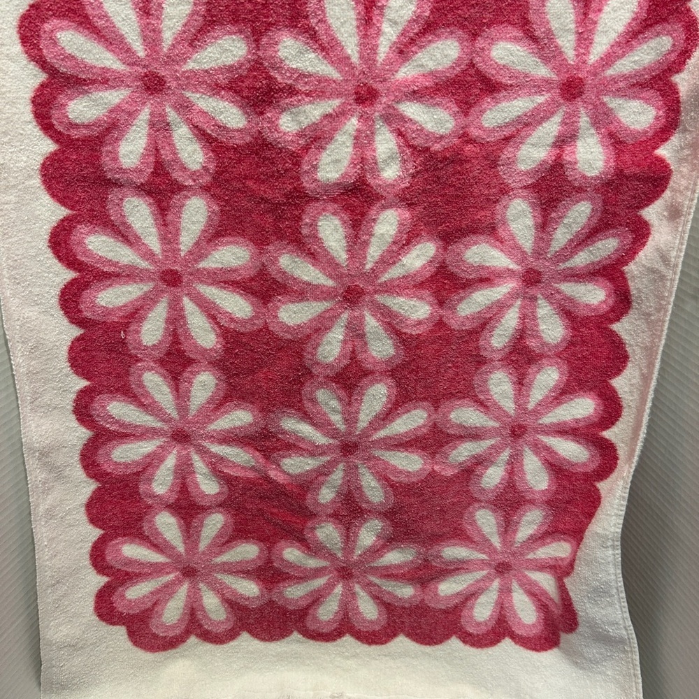 2 for $30 Retro Floral Pink and White Towel